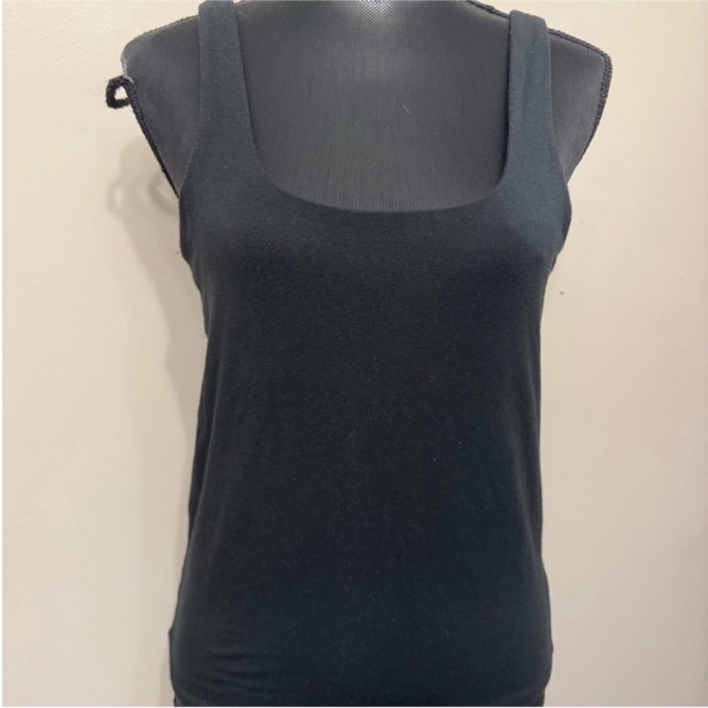 J. Crew Black Fit Square Neck Tank Top L